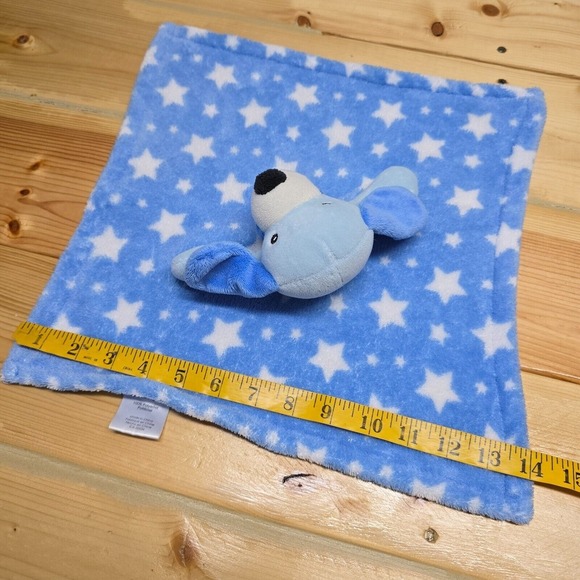 Tendertyme Puppy Dog Lovey Blue with Stars Soft Plush Security Blanket Toy - Picture 7 of 8